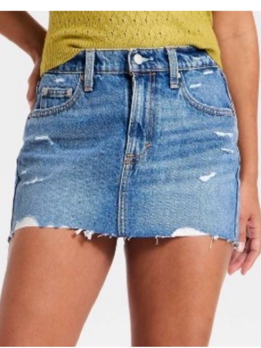 Universal Thread Blue Distressed Denim Mini Skirt